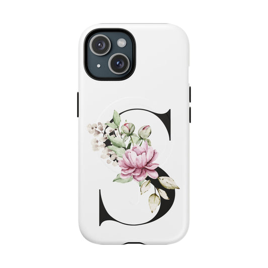 Floral Monogram 'S' Tough Protective Magnetic Phone Case