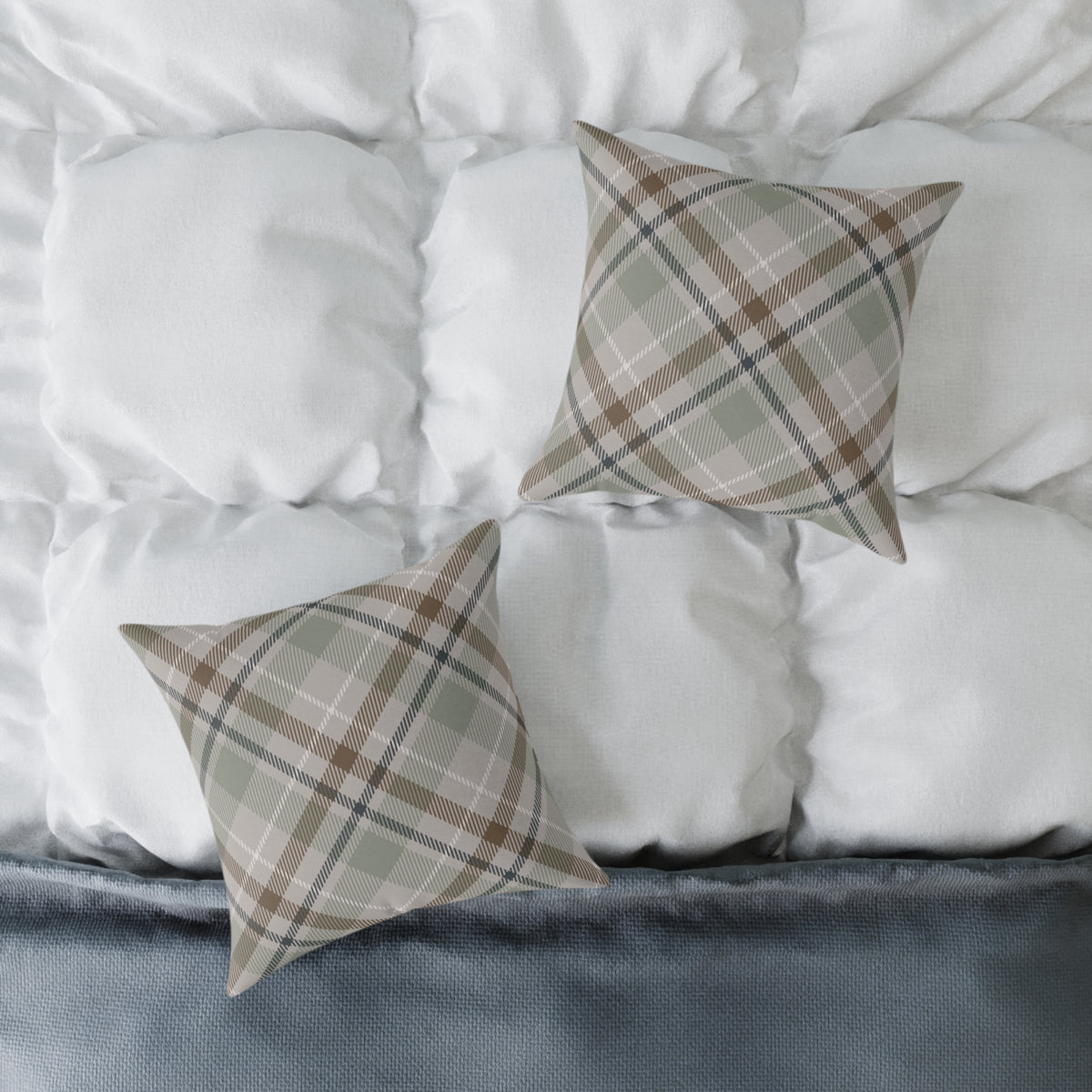 Rustic Green & Taupe Square Throw Pillow