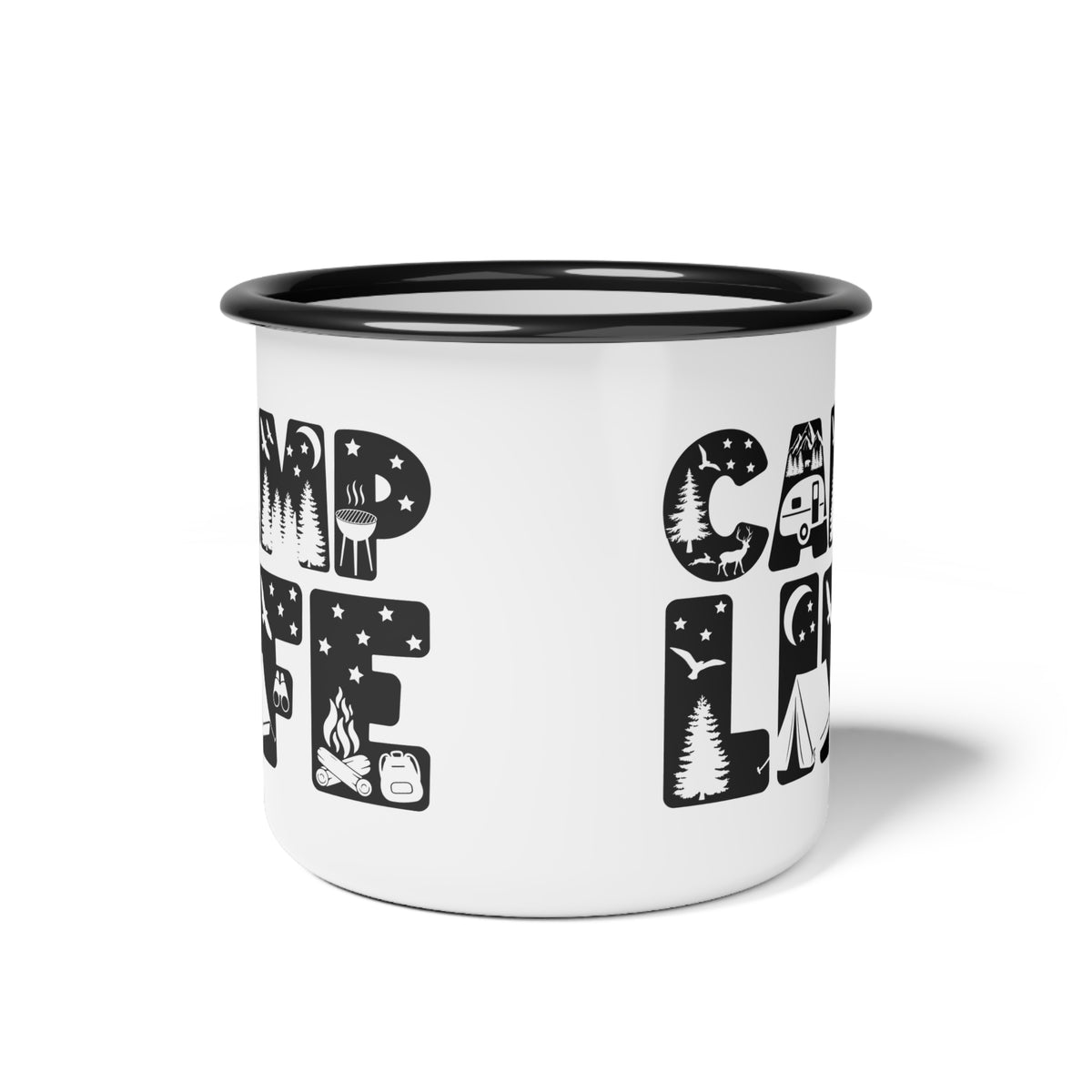 Vintage Camping Adventure with Tent Enamel Mug