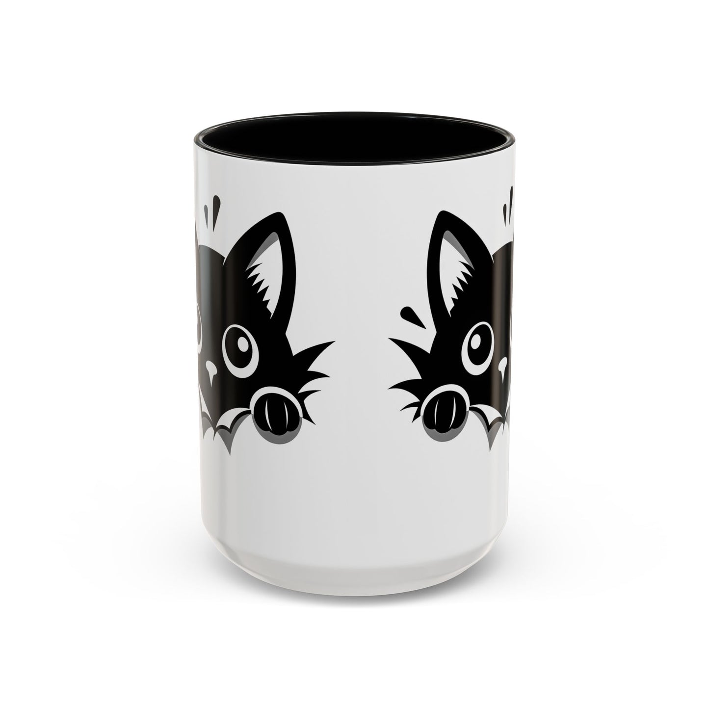 Peek-A-Boo Black Cat Accent Coffee Mug (11, 15oz)
