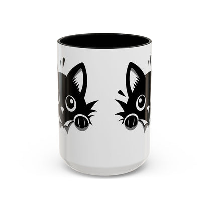 Peek-A-Boo Black Cat Accent Coffee Mug (11, 15oz)