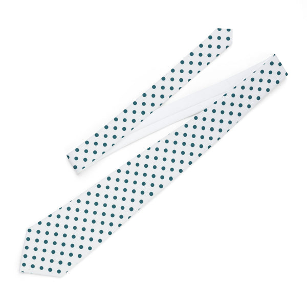 Slim White with Teal Polka Dot Necktie