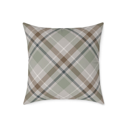 Rustic Green & Taupe Square Throw Pillow