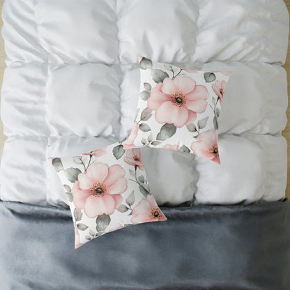 Floral Blush Decorative Flower Square Pillow