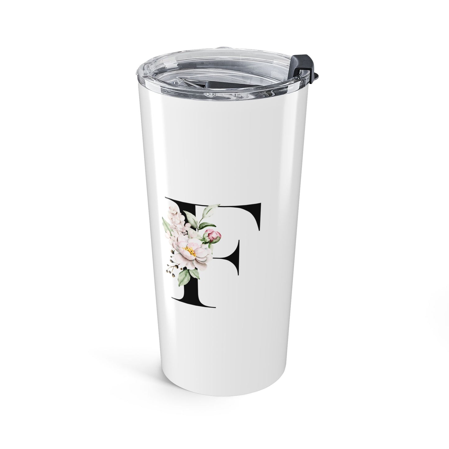 Elegant Letter "F" Floral Monogram Tumbler 20oz