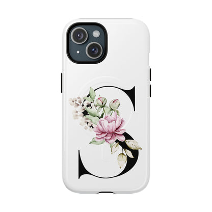 Floral Monogram 'S' Tough  Protective Magnetic Phone Case