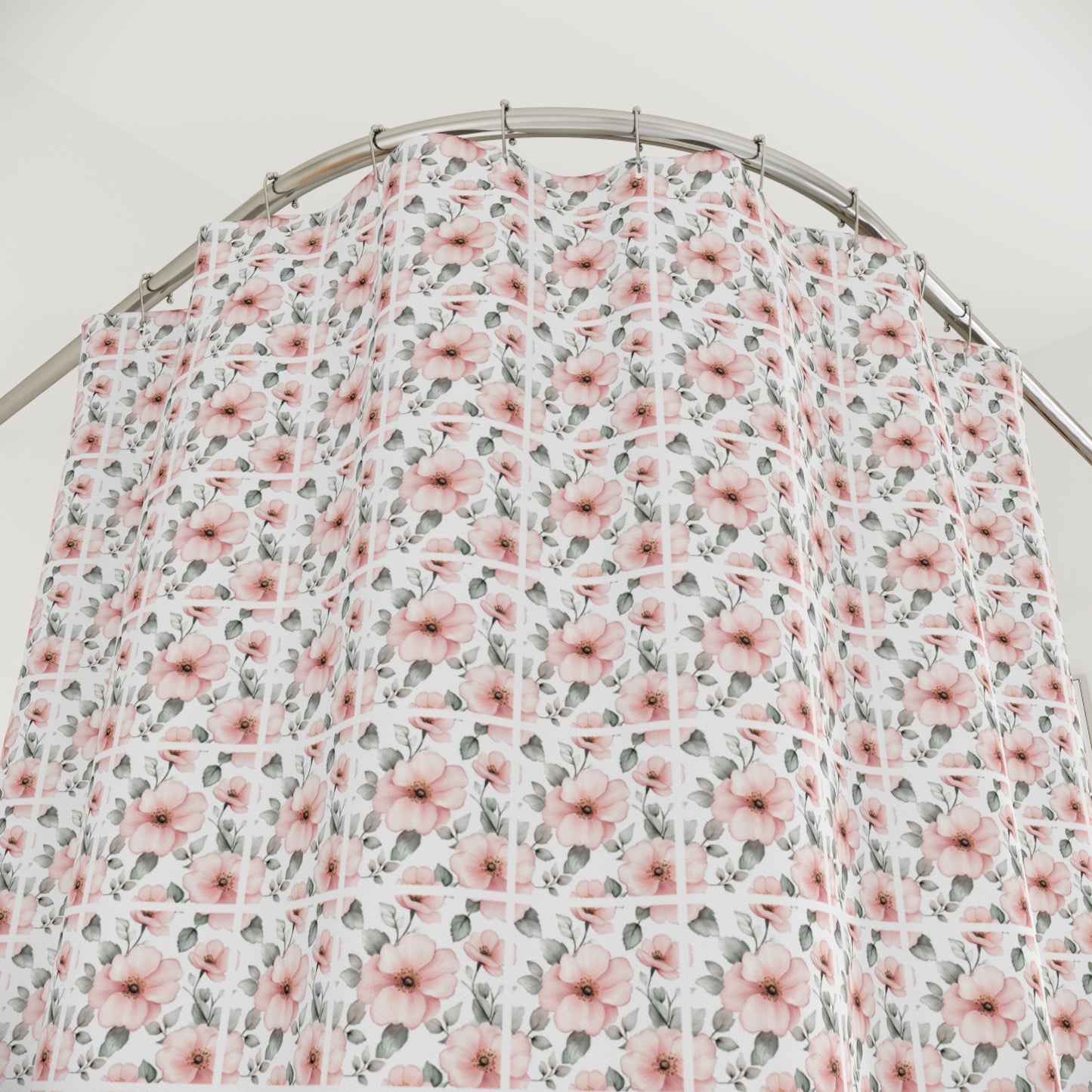 Blush Pink Watercolor Floral Shower Curtain