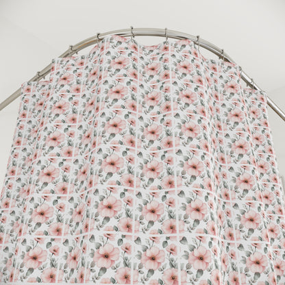 Blush Pink Watercolor Floral Shower Curtain