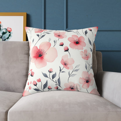 Floral Blossom Square Watercolor Throw Pillow