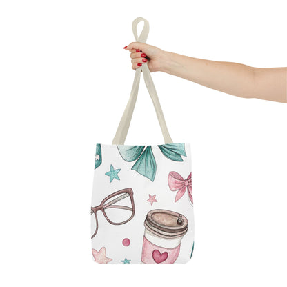 Cute Coffee & Glasses Tote Bag