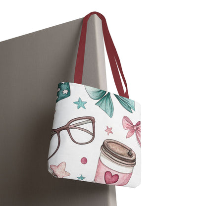 Cute Coffee & Glasses Tote Bag