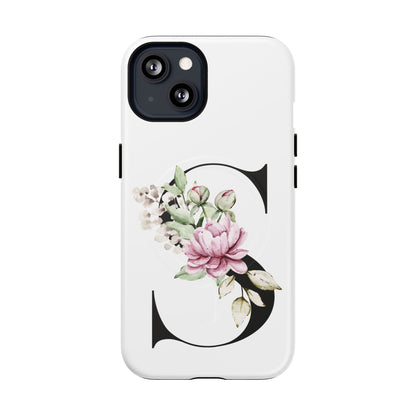 Floral Monogram 'S' Tough  Protective Magnetic Phone Case