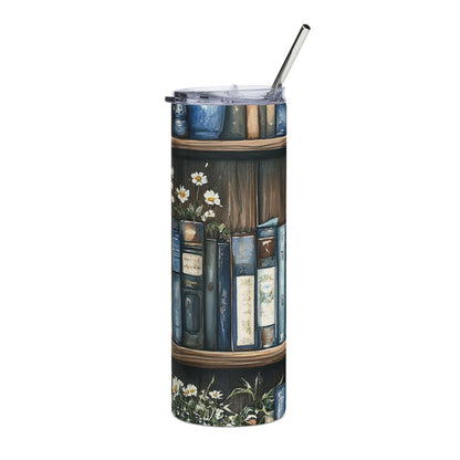 Vintage Books & Floral Book Lover Stainless Steel Tumbler - 20oz