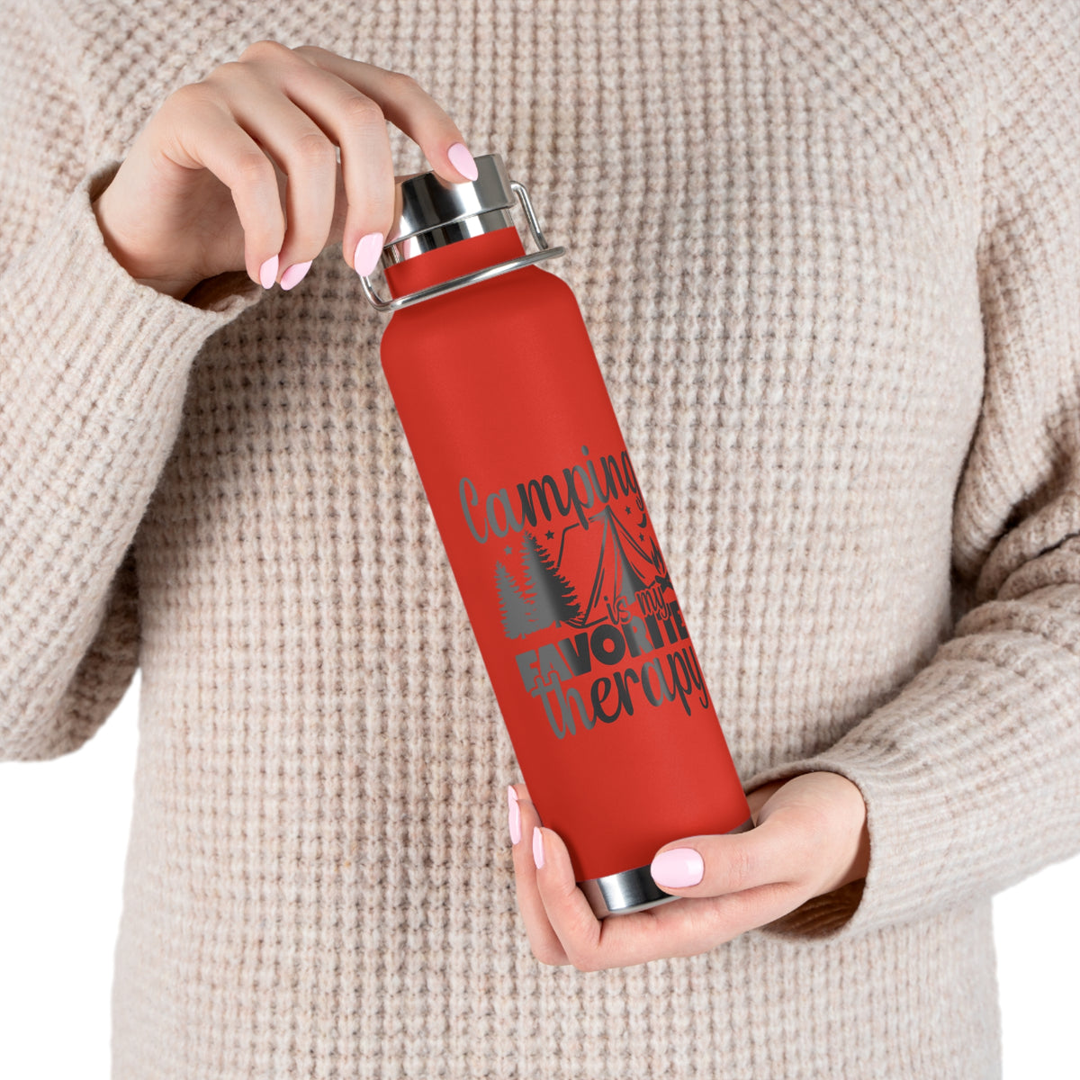 Camping Is My Favorite Therapy Vacuum Insulated Bottle 22oz
