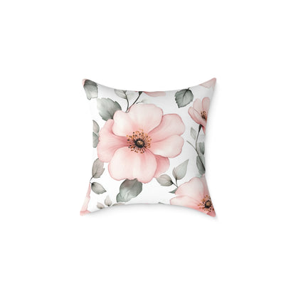 Floral Blush Decorative Flower Square Pillow