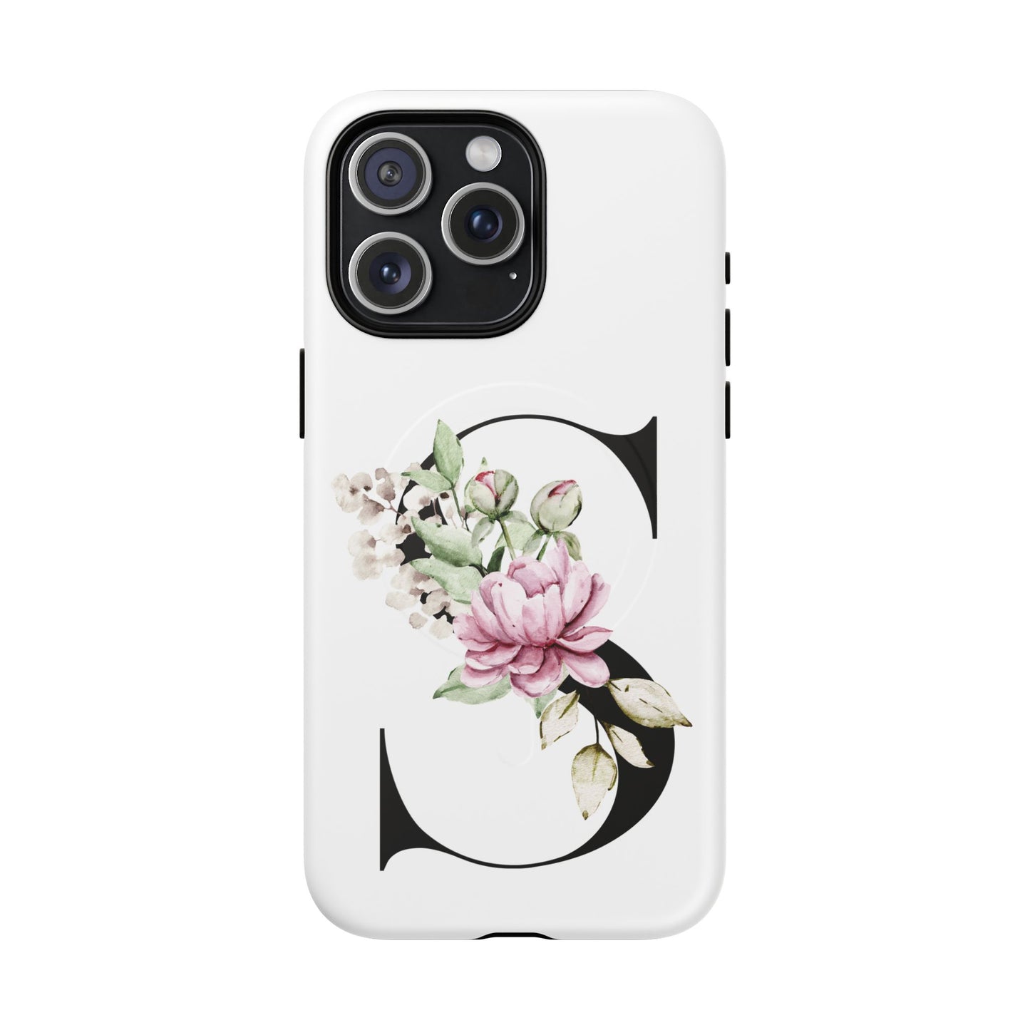 Floral Monogram 'S' Tough  Protective Magnetic Phone Case