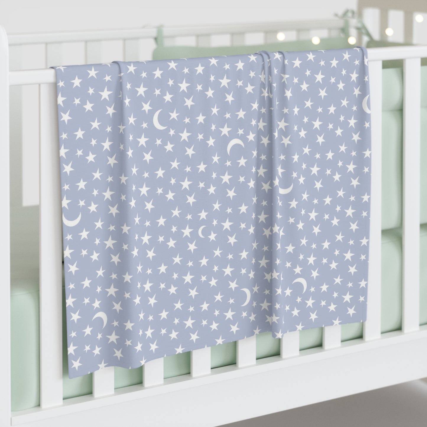 Soft Blue Stars & Moon Baby Swaddle Blanket