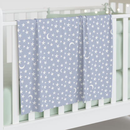 Soft Blue Stars & Moon Baby Swaddle Blanket