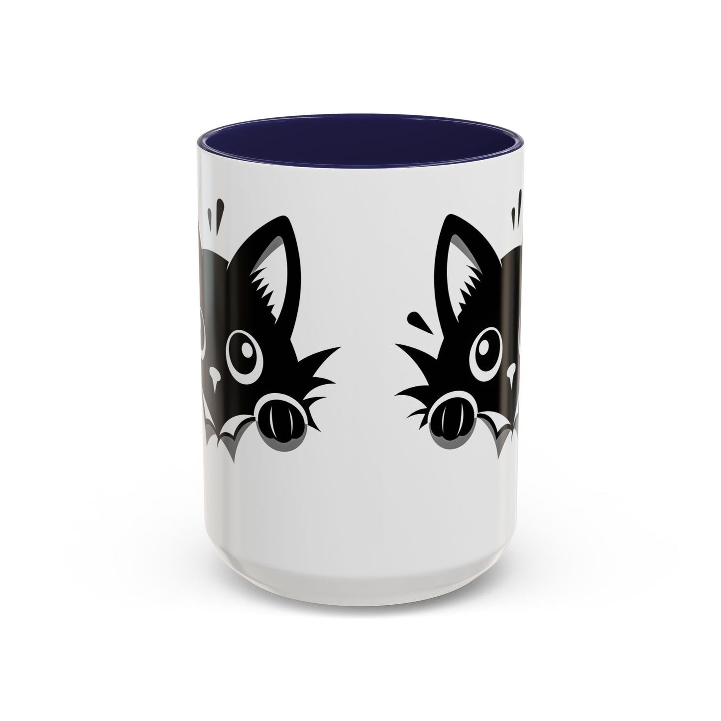 Peek-A-Boo Black Cat Accent Coffee Mug (11, 15oz)
