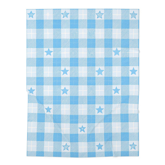 Baby Blue Star Gingham Swaddle