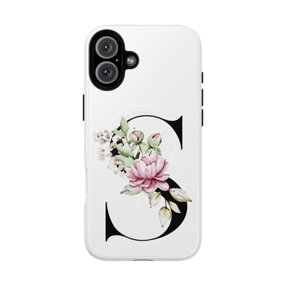 Floral Monogram 'S' Tough  Protective Magnetic Phone Case