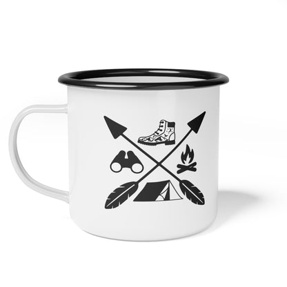 Campfire & Hiking Graphic Icons Enamel Mug