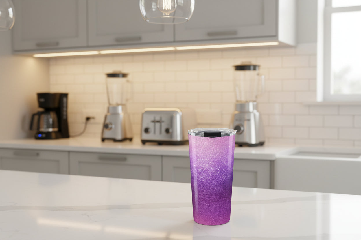 20oz Purple Ombre Glitter Tumbler – Insulated Travel Cup