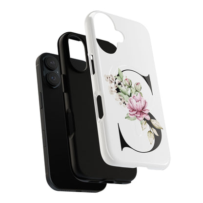 Floral Monogram 'S' Tough  Protective Magnetic Phone Case