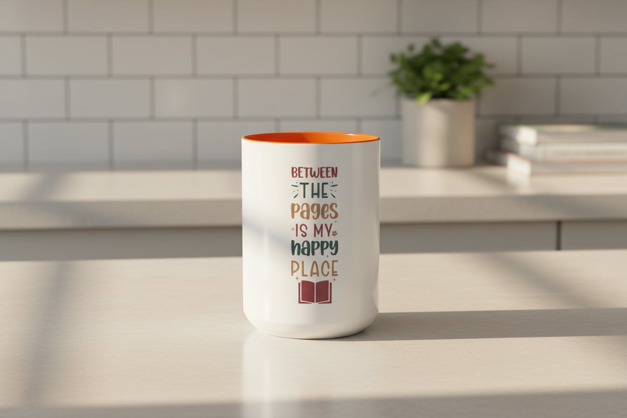 "Between the Pages is My Happy Place" Accent Mug