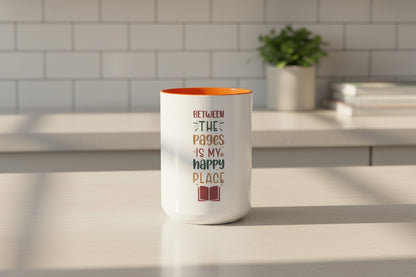 "Between the Pages is My Happy Place" Accent Mug