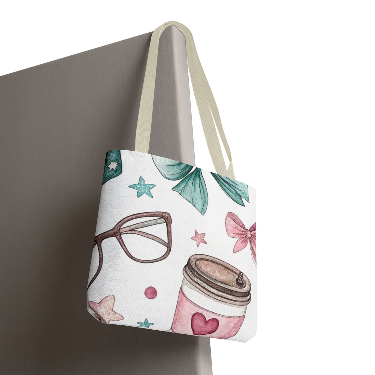 Cute Coffee & Glasses Tote Bag