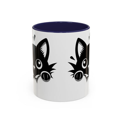 Peek-A-Boo Black Cat Accent Coffee Mug (11, 15oz)
