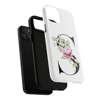 Floral Monogram 'S' Tough  Protective Magnetic Phone Case