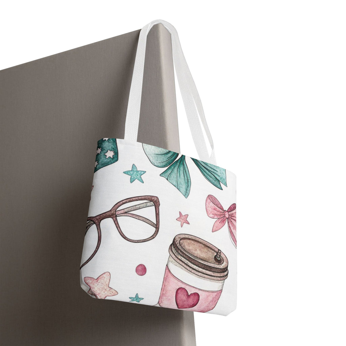 Cute Coffee & Glasses Tote Bag
