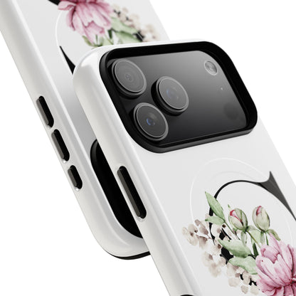 Floral Monogram 'S' Tough  Protective Magnetic Phone Case