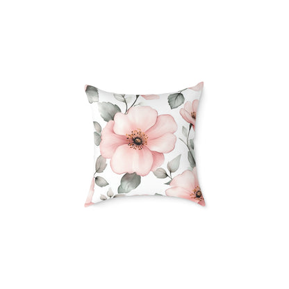 Floral Blush Decorative Flower Square Pillow