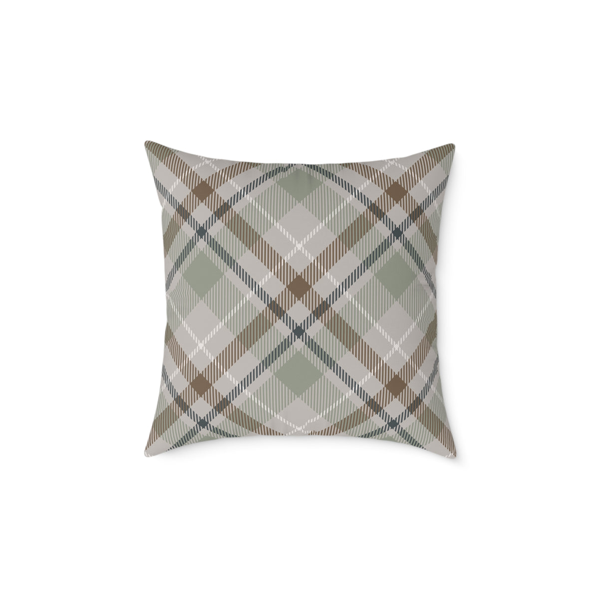 Rustic Green & Taupe Square Throw Pillow
