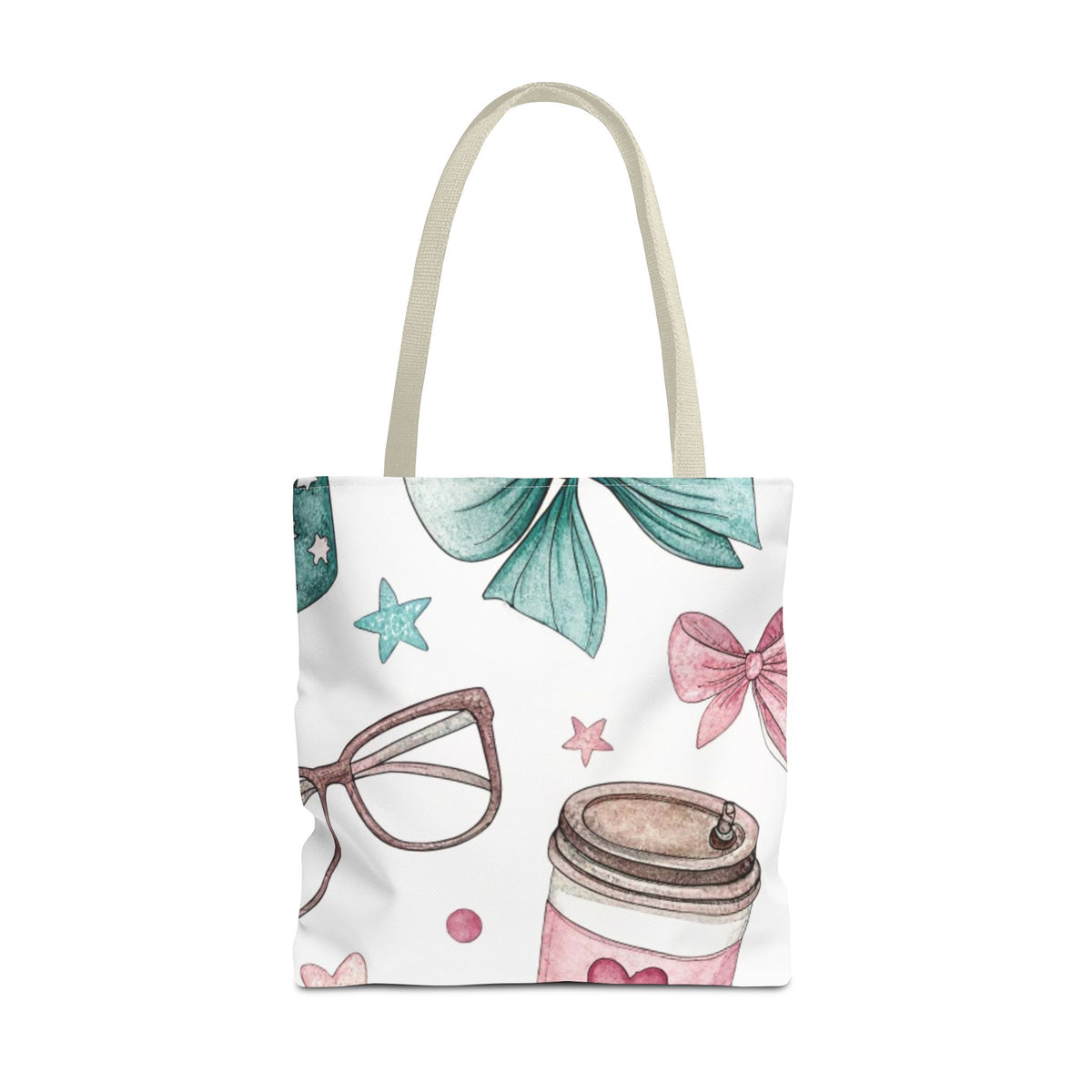 Cute Coffee & Glasses Tote Bag