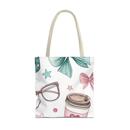 Cute Coffee & Glasses Tote Bag