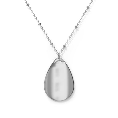 Plaid Beige Oval Pendant Necklace