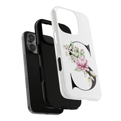 Floral Monogram 'S' Tough  Protective Magnetic Phone Case