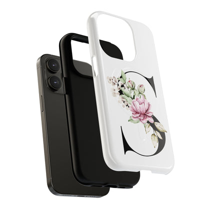 Floral Monogram 'S' Tough  Protective Magnetic Phone Case