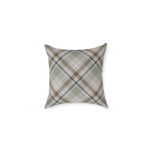 Rustic Green & Taupe Square Throw Pillow