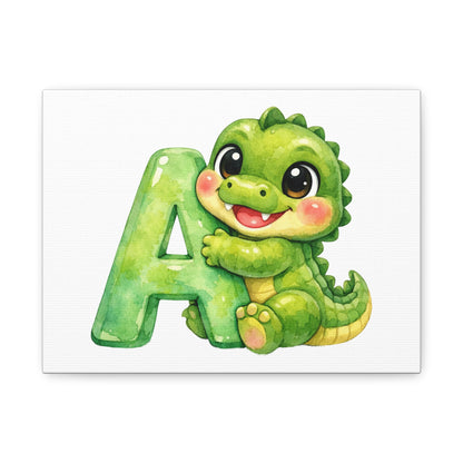 Cute Baby Alligator A-Z Alphabet Wall Art Canvas 12x9