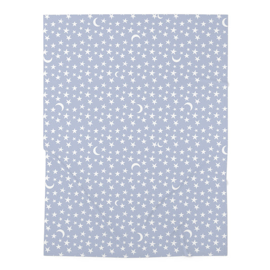 Soft Blue Stars & Moon Baby Swaddle Blanket