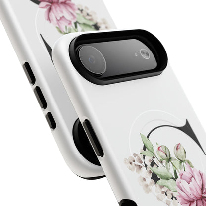 Floral Monogram 'S' Tough  Protective Magnetic Phone Case