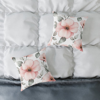 Floral Blush Decorative Flower Square Pillow