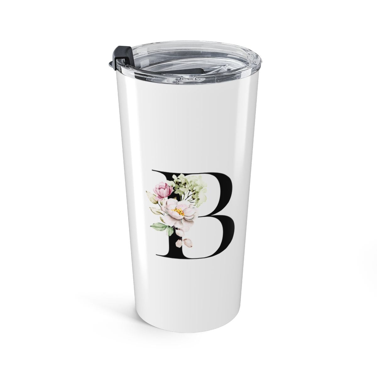 Elegant Letter "A-Z" Floral Monogram Tumbler 20oz