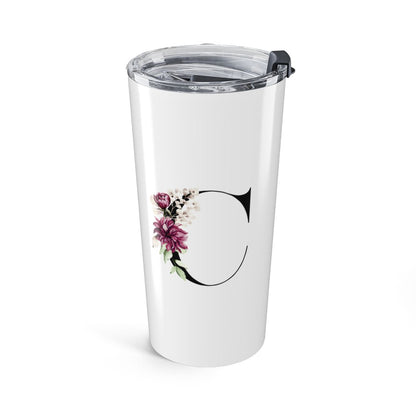 Elegant Letter "A-Z" Floral Monogram Tumbler 20oz