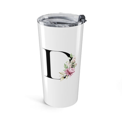 Elegant Letter "A-Z" Floral Monogram Tumbler 20oz